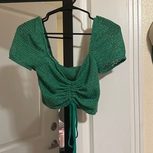 Shein green tie crop top